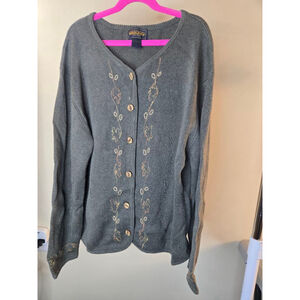 Women's Woolrich Green Embroidered Cardigan Sweater L